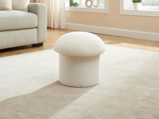 Vente-unique - Hocker - Bouclé-Stoff - Weiß - VALEZIO