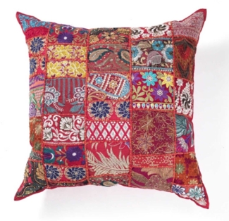 Indisches Patchwork Kissen Mar Rot