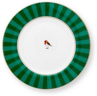 Pip Studio Dessertteller Love Birds Stripes Emerald Grün (17cm) 51.001.463