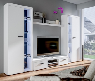AX LIVING Spacoro XL Wohnwand weiß modern hochwertig 300 cm ohne LED