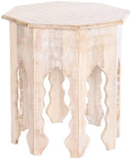 DKD Home Decor Beistelltisch, Mangoholz, Weiß, Standard
