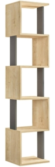 Dmora Bücherregal Nada, Büroregal, Mobiler Buchhalter, Bücherbrett, 35x30h161 cm, Eiche und Anthrazit