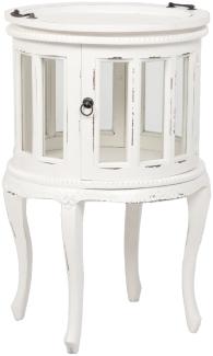 LebensWohnArt Mehrzweckschrank Barschrank CORUNA-Rund Antique White Mahagoni