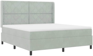 vidaXL LED Boxspringbett mit Matratze Hellgrau 180 x 200 cm Samt 3343934
