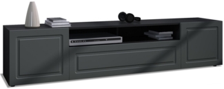Möbelhandel Klipenstein Lowboard Rom, TV Kommode Fernsehtisch 181 cm, Landhausstil, Schwarz matt