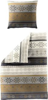 BIERBAUM Bettwäsche 3751, Biber, 2 teilig, 100 % Baumwolle, pflegeleicht, kuschelig warm, mit Schneeflocken