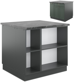 Kücheninsel Fame-Line Grün-Gold Landhaus/Anthrazit 90 cm mit Schublade, ohne Arbeitsplatte Vicco