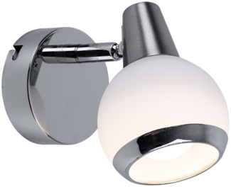 LED Wandleuchte, Chrom, Glas opal, beweglich, H 11,5 cm