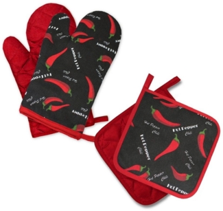 Delindo Lifestyle Topfhandschuhe und Topflappen, Ofenhandschuhe, (4-tlg), Hitzebeständig bis 250 °C für maximal 15 Sekunden