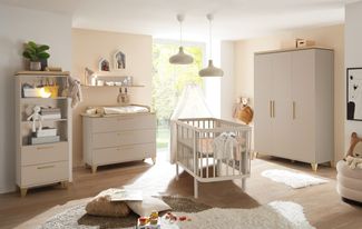 Babyzimmer Hilda 5 teilig in Kaschmir und Mauvella Oak - Kinderzimmer Komplett Set