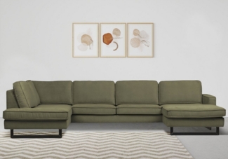 Places of Style Wohnlandschaft Pinto, 350 cm, U-Form, XXL, mit Ottomanen, Cord, Feincord, Luxus-Microfaser Leder und Chenille