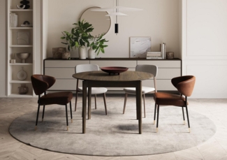 Compleo Esstisch Ausziehbar Rund Ø: 90 cm PAPHO, Ideal für modernes Wohnzimmer, Klassisch, Landhaus, Japandi Stil
