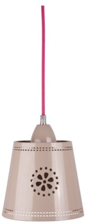 Kleine Pendelleuchte im Landhausstil, Lampenschirm Metall Beige Ø 17,5cm