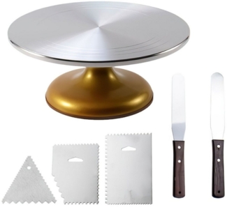 SURFOU Tortenplatte Drehbar Tortenständer mit Fuß Drehteller Torte Drehteller, 31CM Tortendrehteller Kuchenständer Cake Turntable für Backen Gebäck