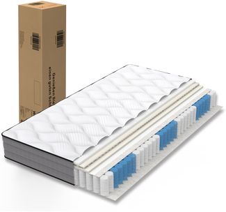 Flieks Federkernmatratze 160x200 cm - Höhe 20cm, H3 - Lyocell Bezug & 1000 Federn, 7-Zonen ergonomisch, Oeko-TEX Siegel