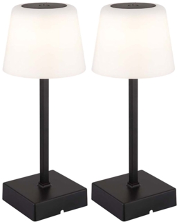 2x LED Tischleuchte, schwarz, Touchdimmer, Akku, H 25,5 cm