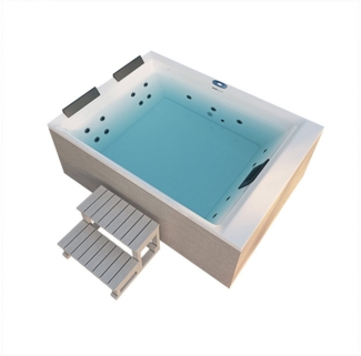 HOME DELUXE Outdoor Whirlpool NIMBUS DELUXE mit Treppe und Thermoabdeckung - 190 x 140 cm für 2 Personen