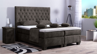 Meisterbetten Boxspringbett Vila 140x220 in DS-Anthracite, Matratzenbezug Nano, Ergoflex-Topper