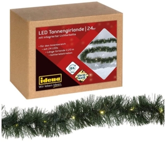 Idena LED-Girlande 24er LED Tannengirlande, 2,2 m, mit Lichterkette, warmweiß, mit Timer, Weihnachtsdeko