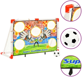vidaXL Fußballtor mit Torwand, Fußball und Pumpe, Kunststoff weiß, 120x51x77,5 cm