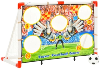 vidaXL Fußballtor mit Torwand, Fußball und Pumpe, Kunststoff weiß, 120x51x77,5 cm