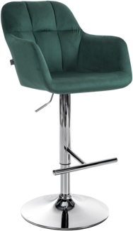 Barhocker TUBEL - Samt Grün 57 x 59 x 97 cm Silber | Barstuhl Höhenverstellbar Mit Lehne Drehbar Tresenhocker Tresenstuhl Kneipenhocker Kneipenstuhl