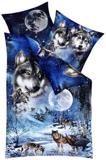 Kaeppel Bettwäsche 135x200cm versch. Motive Äffchen Urwald Wolf Tropical Federn, Mako-Satin, 2 teilig, hochwertiger Digitaldruck mit einem eindrucksvollen Motiv