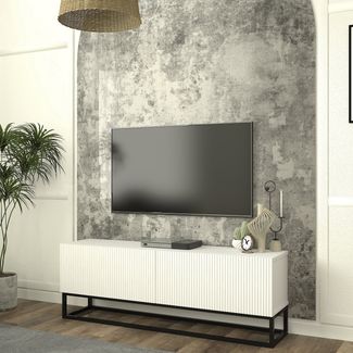 TV-Lowboard Verpsboga langes Gestell 135x32x47 cm Weiß [en. casa]