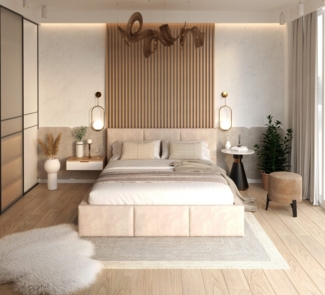 FDM Polsterbett modern mit Bettkasten MADE IN EU - mit hochwertigem Velours Bezug (verfügbar 90x200 120x200 140x200 160x200 180x200cm, Bettrahmen, Bett, Optional mit Matratze bestellbar, mit großen gepolsterten Kopfteil, mit Bettkasten zum aufklappen),...