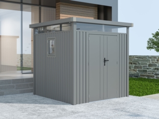 Metall Gerätehaus Modell Style 4,45 m² Alu Grau