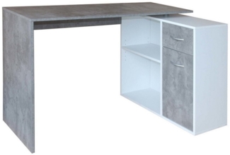 HTI-Living Schreibtisch Eckschreibtisch 120 x 80 Beton Weiß (Stück, 1-St, 1 Eckschreibtisch), Bürotisch Computertisch mit Stauraum