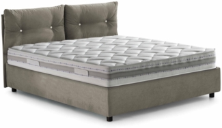 Dmora Andrealo Doppelbett, Bettkasten mit Stoffbezug, 100 % Made in Italy, Öffnung vorne, inklusive Matratze 160 x 190 cm, Taupe