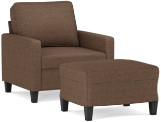 vidaXL Sessel mit Hocker Braun 60 cm Stoff 3201032