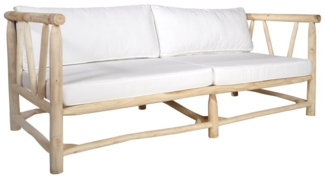 Vente-unique - Gartensofa mit Kissen - Teakholz - Weiß & Helle Naturfarben - TULUM von MYLIA