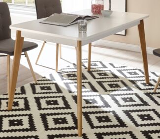 Esstisch Helge in weiß und Eiche Riviera ausziehbar 140 - 180 cm