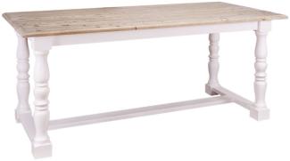 Casa Padrino Landhausstil Esstisch Naturfarben / Weiß 180 x 90 x H. 78 cm - Landhausstil Esszimmermöbel