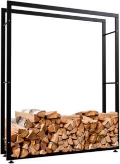 DELUKE® Kaminholzregal innen Metall SATLO - für Feuerholz Brennholzregal innen Kaminholzständer Kaminholzhalter Feuerholzregal InnenSchwarz, 25x125x150cm