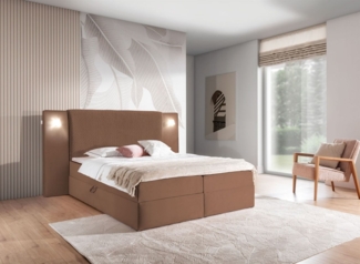 Boxspringbett Bett MARTEN 120x220cm Set. 2 in Stoff Magic Velvet Braun