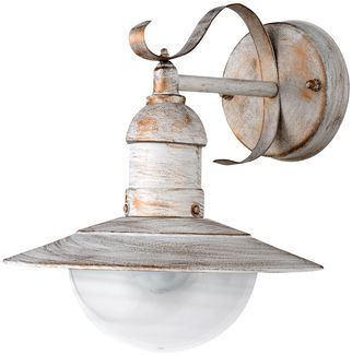 Wandleuchte, IP44, Landhausstil, weiß, gold, H 25,6cm