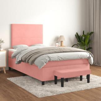 vidaXL Boxspringbett mit Matratze Rosa 120x200 cm Samt 3137718