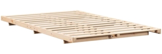 vidaXL Bodenbettgestell Braun 135 x 190 cm Massivholz Kiefer 873079