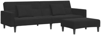vidaXL Schlafsofa 2-Sitzer mit Fußhocker Schwarz Samt 3258119