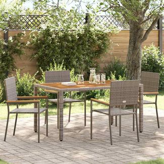 Garten Stapelstühle 4er Set, Balkonstuhl Grau und Braun 54 x 56 x 90 cm