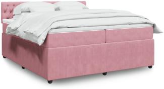 vidaXL Boxspringbett mit Matratze Rosa 200x200 cm Samt 3290141