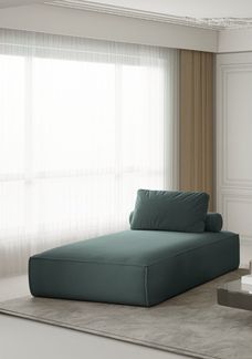 Chaiselongue Sezlong Liege CELES in Stoff Opera Velvet Opalgrün