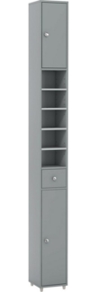 KOMFOTTEU Hochschrank Badezimmerschrank mit Schublade, Türen & Ablagen