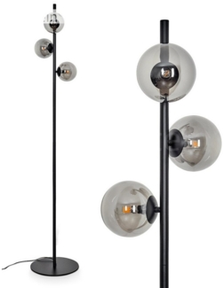 hofstein Pollerleuchte moderne Stehlampe aus Metall/Glas in Schwarz/Rauchglas, ohne Leuchtmittel, Standleuchte, Glasschrime Ø12cm, Fußschalter, 3x G9, ohne Leuchtmittel