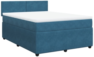 vidaXL Boxspringbett mit Matratze Blau 140x200 cm Samt 3287756