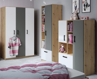 Jugendzimmer Set 3-tlg. FYLI-131 in Artisan Eiche Nb. mit weiß/anthrazit
