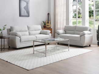 Vente-unique - Sofa 3-Sitzer & 2-Sitzer - Stoff - Beige - MANOA